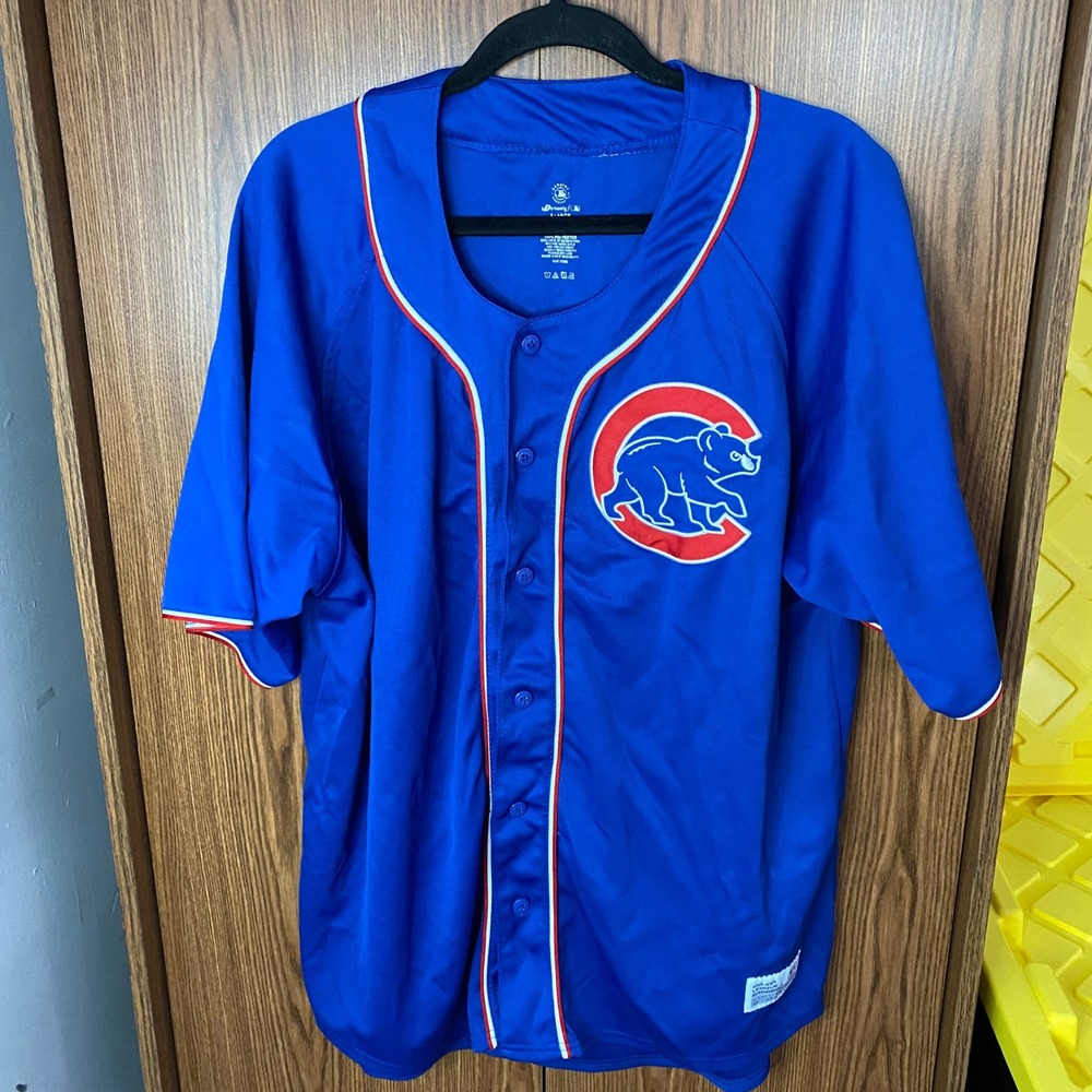 Dynasty Chicago Cubs Baseball Jersey Mens XL Blue Button Up MLB Fan Gear